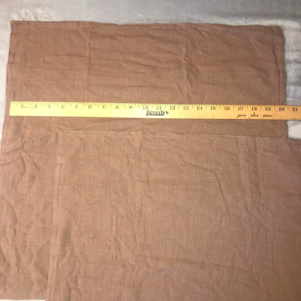 Set of 2 CoCo Brown Linen-Like Sofa Throw Pillow Covers 20x20 Square Flange Edge